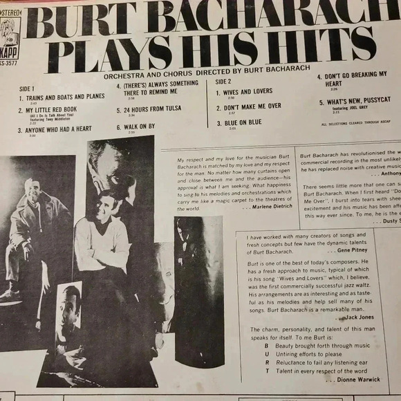 Burt Bacharach Plays His Hits LP Vinyl  1966 - Picture 2 of 4